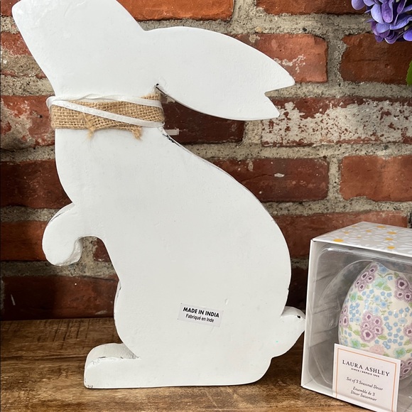 White Bunny Figurine with Floral Accent - Picture 8 of 14
